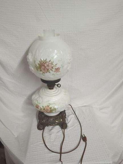 Floral Milk Glass Lamp