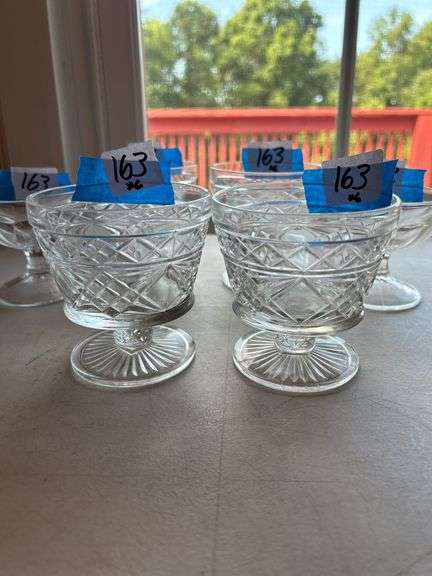 Set of Six Clear Glass Dessert Bowls