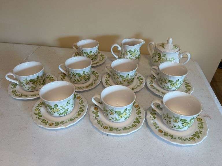 Petite Flora Ironstone Floral Teacup Set - 11 Piece image