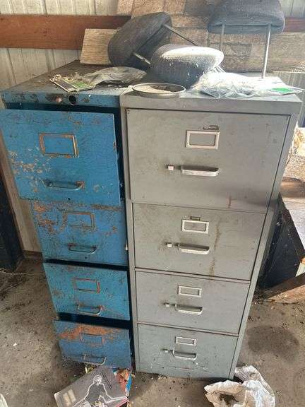 Pair of Four-Drawer Metal Filing Cabinets image