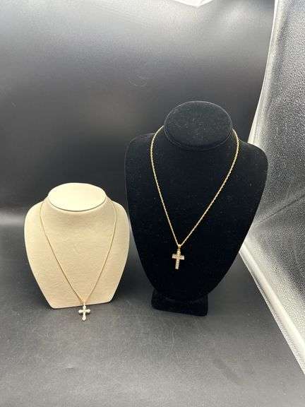 Two Sterling Silver Cross Pendants on Chains image