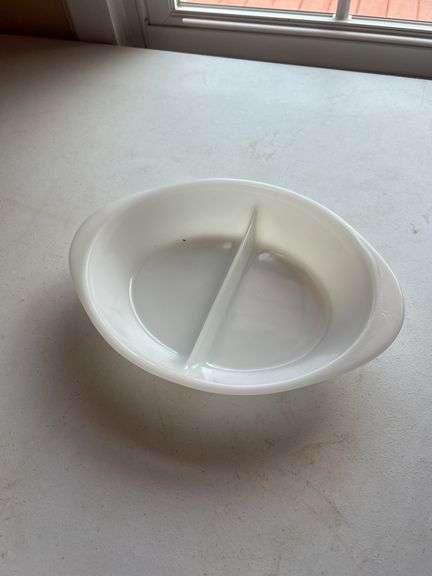 Vintage Glasbake Milk Glass Divided Dish image