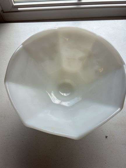 Milk Glass Footed Bowl with Grape Design