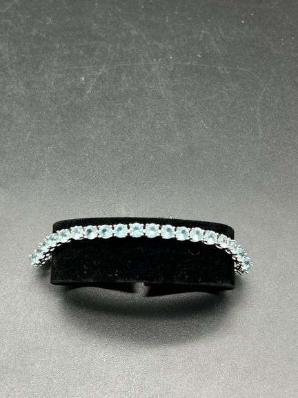 Sterling Silver Bracelet with Blue Gemstones image