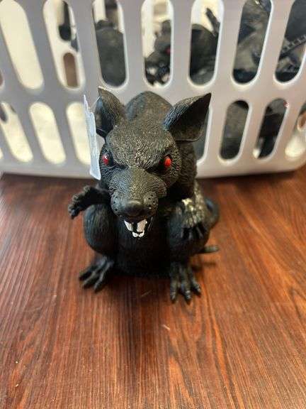 Group of Creepy Black Plastic Rats Halloween Decoration Props