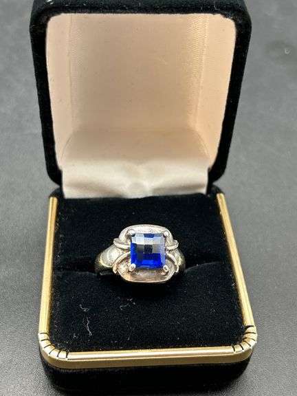 Sterling Silver Ring with Blue Stone image