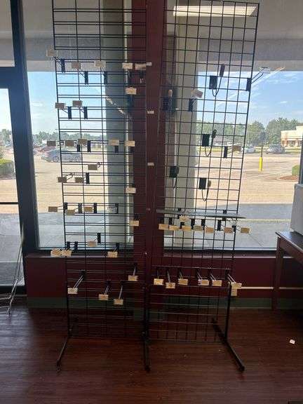 Two Gridwall Display Units with Hooks and Shelf