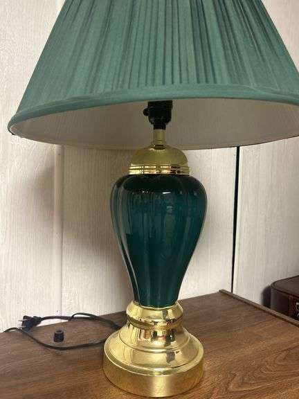 Side Table with Lamp & Set of Three Suitcases