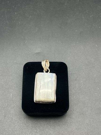 Sterling Silver Rectangular Pendant with Moonstone image