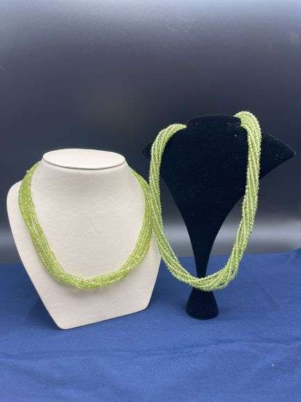 Sterling Silver and Light Green Gemstone Beaded Necklaces image