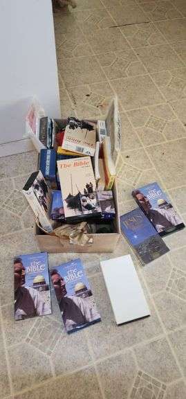 Box Lot of Books and Video Tapes image