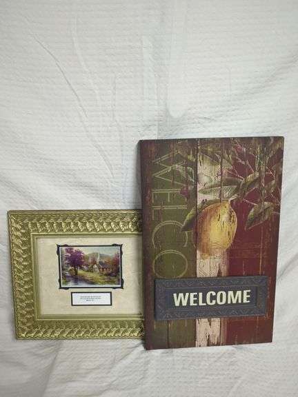 Framed Landscape Print and Welcome Wall Decor