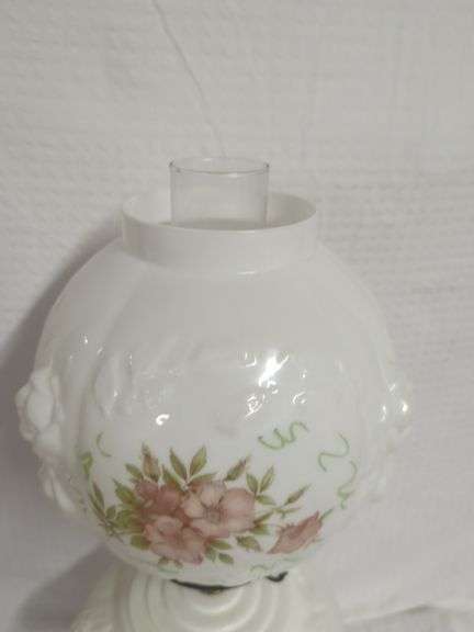 Floral Milk Glass Lamp