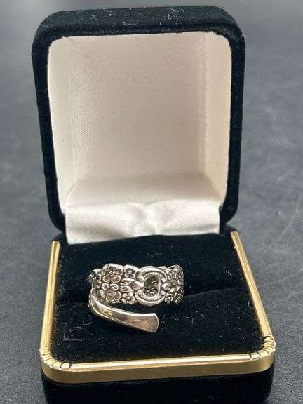Sterling Silver Spoon Ring Floral Design Size 6 image