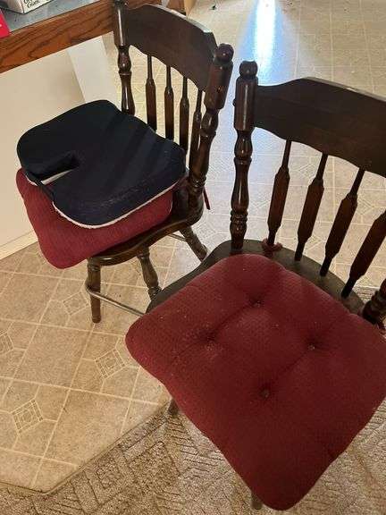 Pair of Wooden Bar Stools with Footrest image