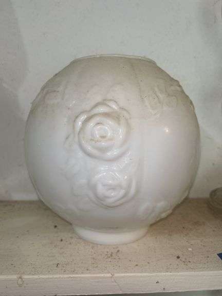 Embossed Milk Glass Lamp Shade image