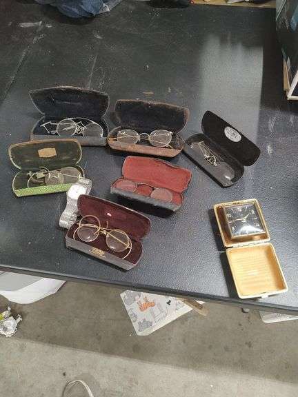 VINTAGE EYEGLASSES - FLORN CLOCK - TIMEX WATCH image