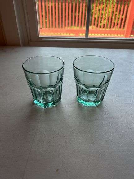 Set of Two Green Tinted Drinking Glasses image