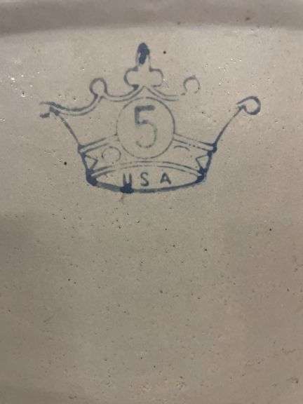 Large Stoneware Crock with Crown USA Mark - 5 Gallon