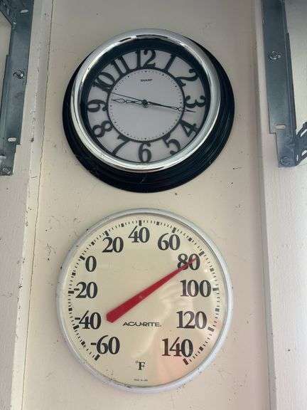 Sharp Clock and AcuRite Thermometer image