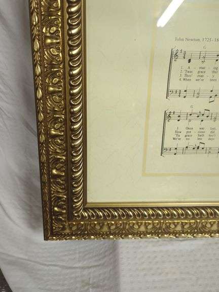 Framed Print of Church and Amazing Grace Sheet Music