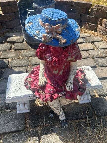 Figural Garden Statue - Girl on Bench image