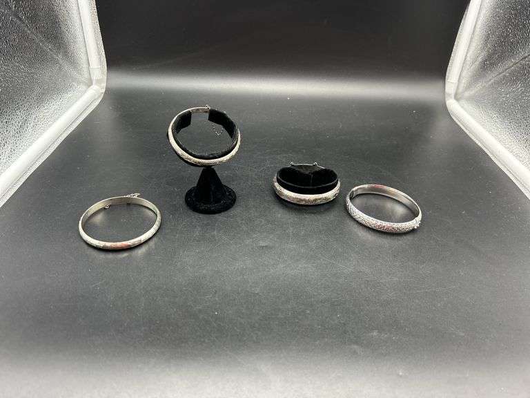 Four Sterling Silver Bangle Bracelets image