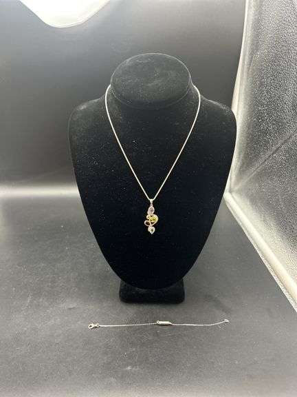 Sterling Silver Necklace with Gemstone Pendant image