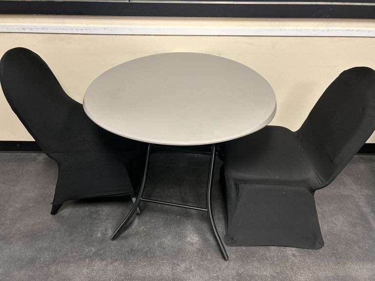 Folding Table and Two Chairs with Covers