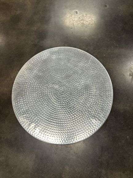 Hammered Metal Top Accent Table with Rope Detail