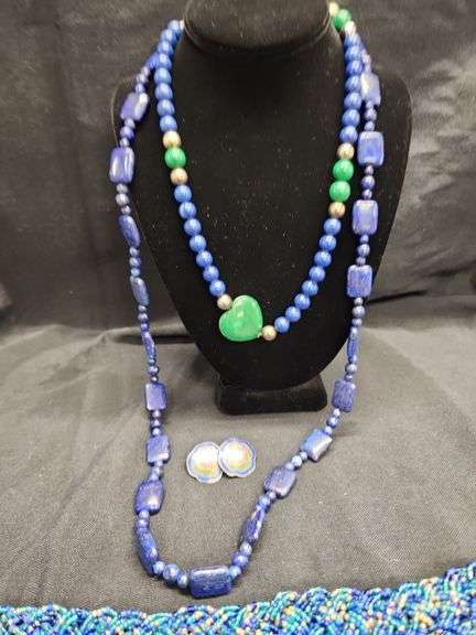 Lapis Lazuli Necklace Set with Earrings and Beaded Bracelet image