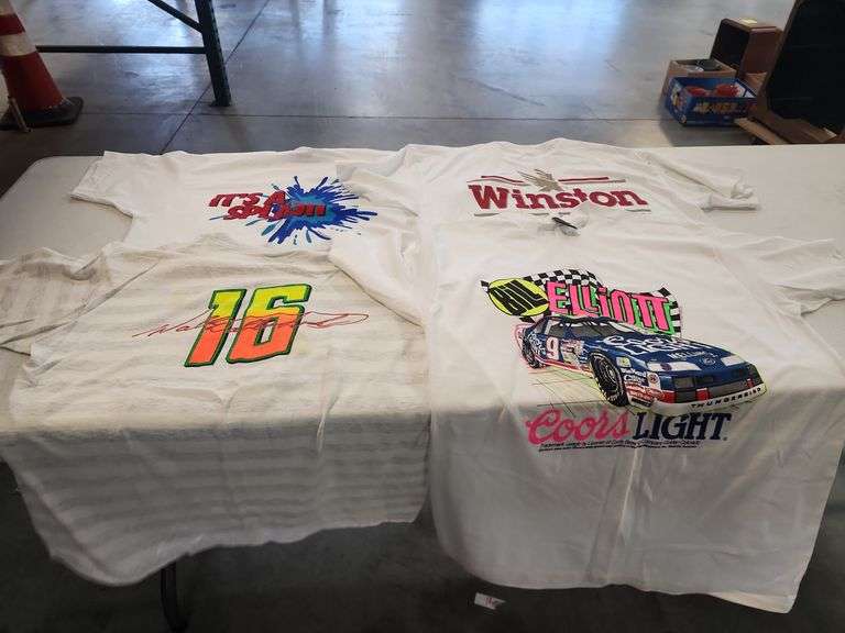 Lot of 4 NASCAR Racing T-Shirts: Bill Elliott, Winston, & More image