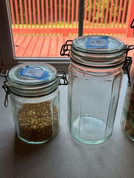 Set of Four Glass Canisters with Latch Closures