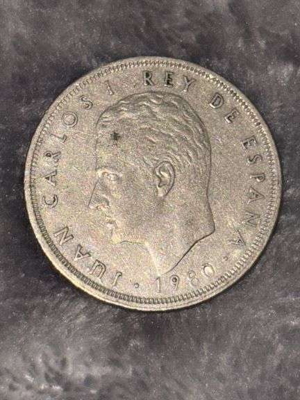 1980 JUAN CARLOS 25 PESETAS FROM SPAIN image