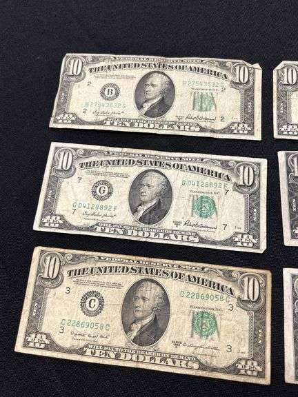 Lot of Twelve US $10 Bills