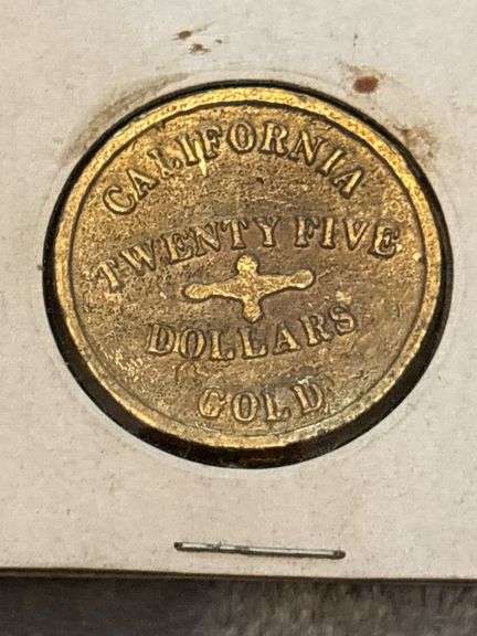 POSSIBLE REPLICA 25 DOLLAR CALIFORNIA GOLD TEMPLETON AND REID ASSAYS 1849 image