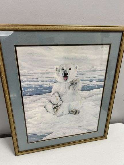 Steve St. Clair Signed 'Maku Polar Bear Cub' Framed Art Print image