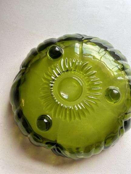 Green Glass Footed Bowl