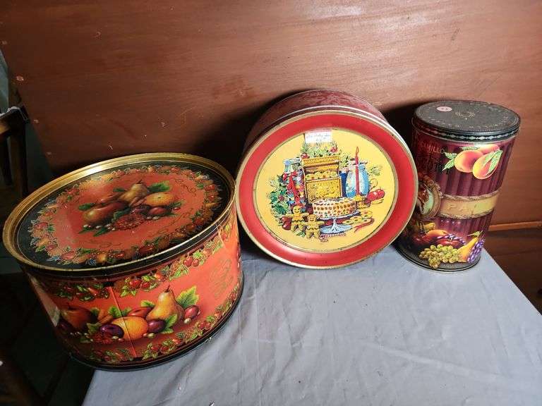 Set of Three Decorative Metal Food Storage Tins image