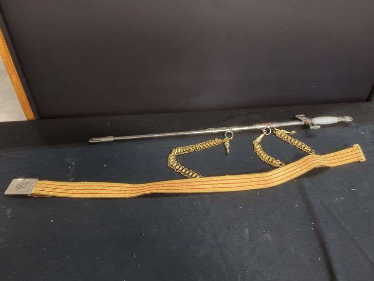Knights Templar Ceremonial Sword with Belt and Chain