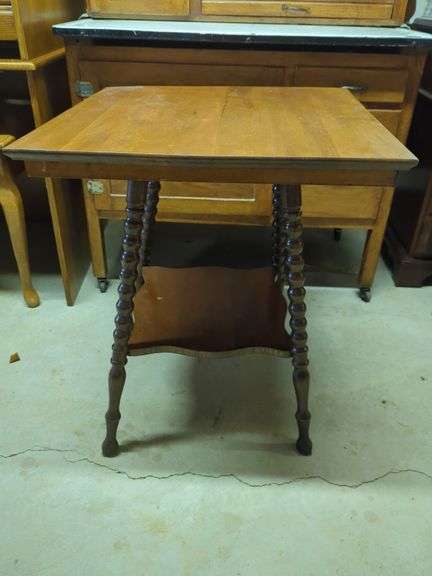 Small Wooden Table with Bobbin Legs