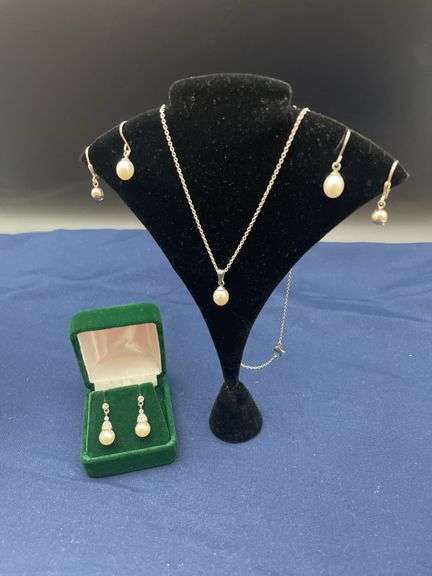Pearl Necklace and Earring Set image