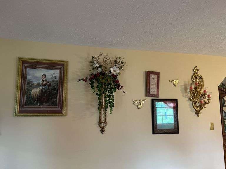 Assorted Wall Art, Gold Tone Accents & Sconce image