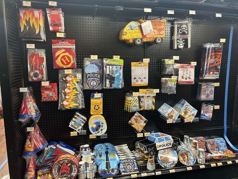 Assorted Themed Party Supplies: Firefighter, Police, Pirate, Nerf, and Construction image