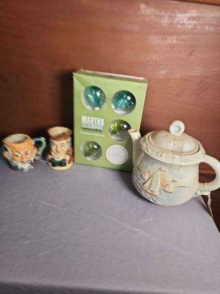 Sailboat Teapot, Toby Mugs and Martha Stewart Ornaments image