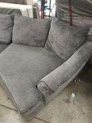 3 PIECE - SECTIONAL COUCH - CHARCOAL GRAY - COUPLE BOARDS LOOSE IN BACK DOES NOT AFFECT SITTING