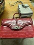 Assorted Handbags with Woven Basket