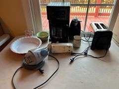 Household Kitchenware Assortment: Coffee Maker, Toaster, Mixer, and More