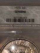 1923 ONE DOLLAR GENUINE FROM NUMISMATIC CONSERVATION SERVICES