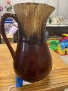 Brown Drip Glaze Pitcher and Bean Pot with Lid